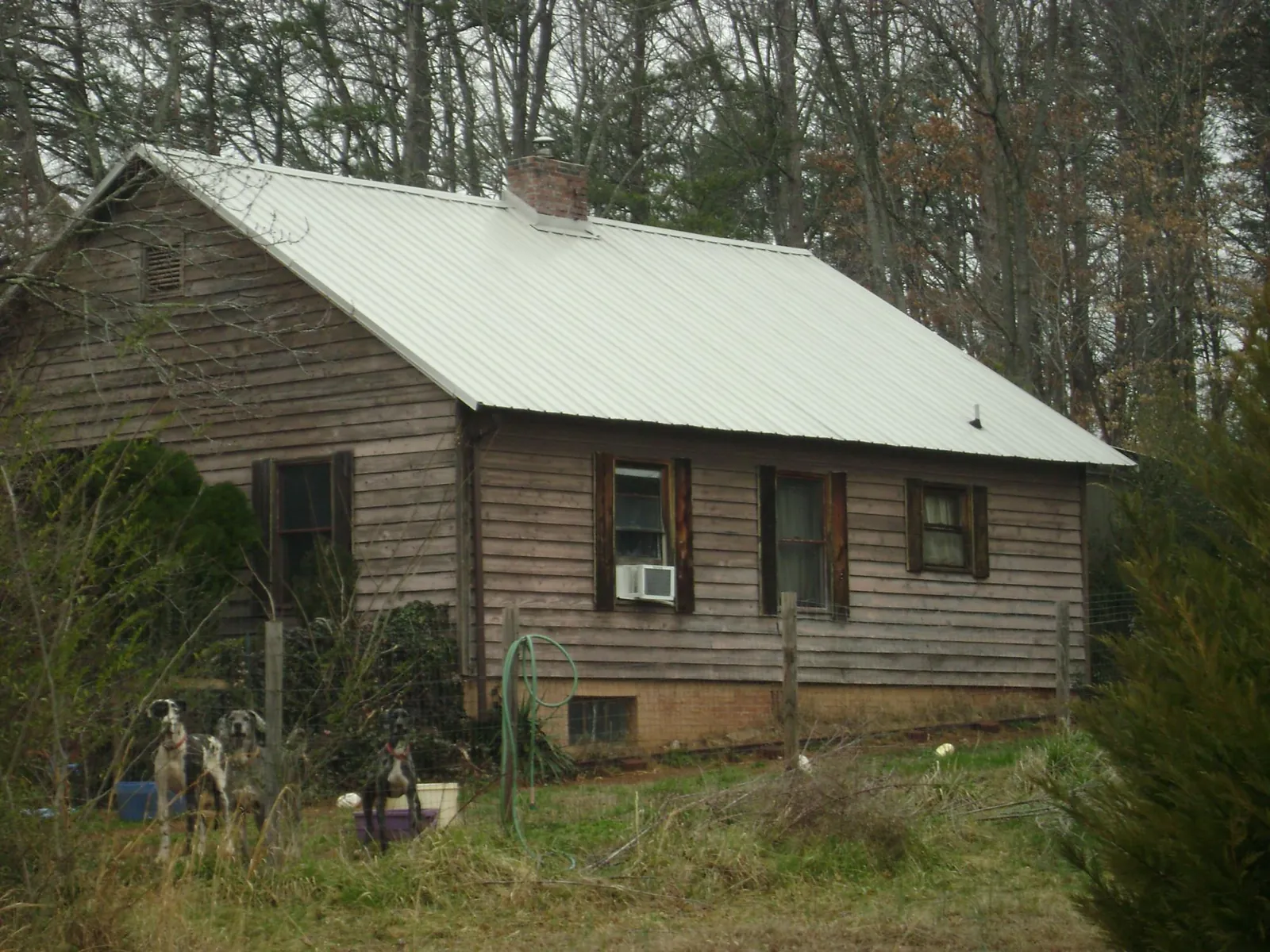White metal roof on an old wood sided farmhouse, from a Asphalt Shingle Roof Repair job in Jersey Mills